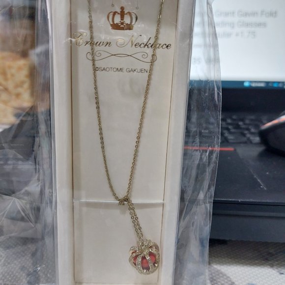 Beautiful Discontinued Japanese Anime Saotome Gakuen Orb Crown Necklace - Picture 7 of 7